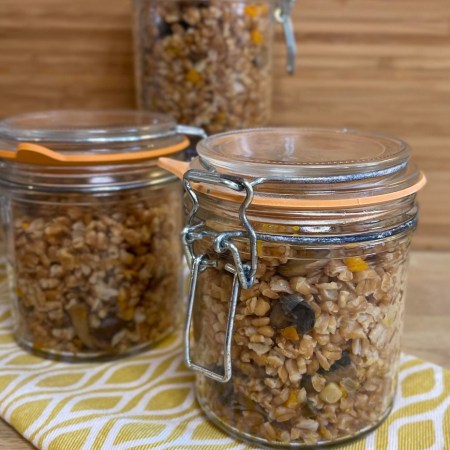 Risotto de petit épeautre à la courge et aux champignons en Bocaux