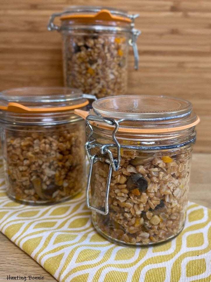 Risotto de petit épeautre à la courge et aux champignons en Bocaux