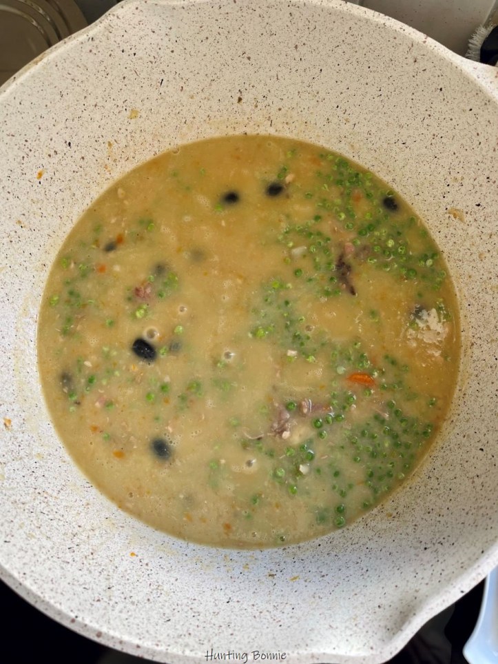 Fin de cuisson de la Blanquette de dinde à l'ancienne