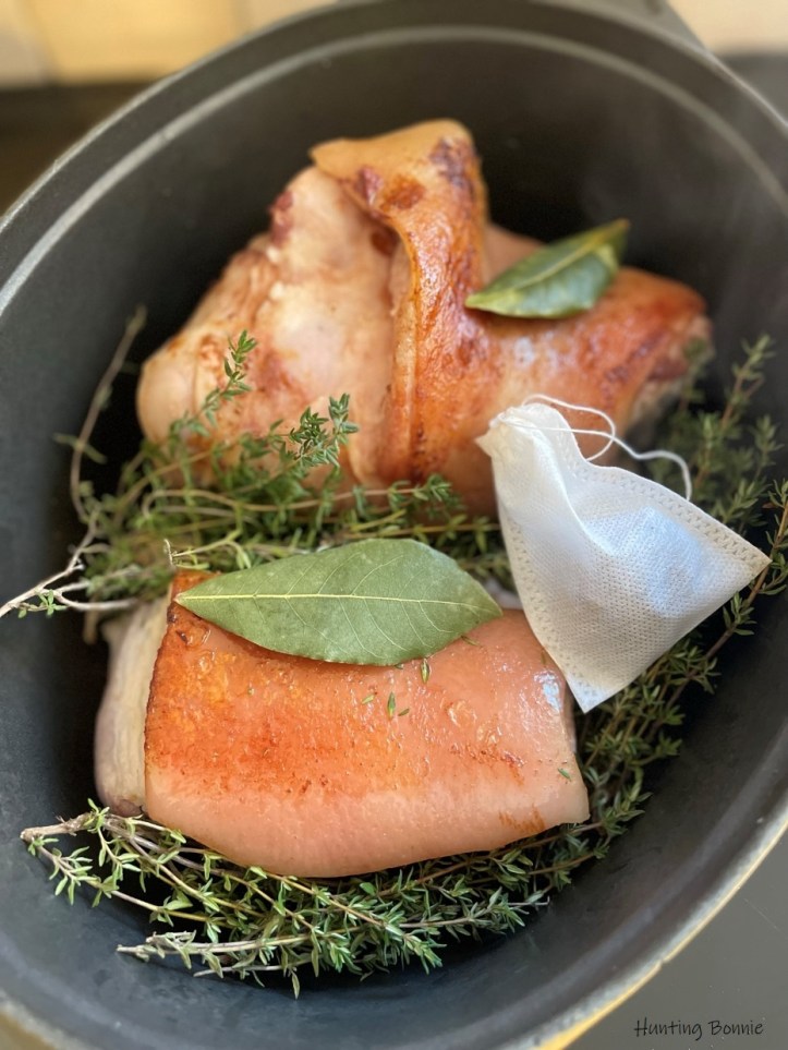 Préparation du Jarret de porc confit