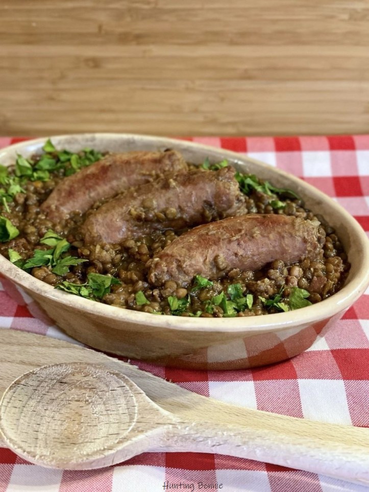 Saucisses aux lentilles et saucisses de Morteau