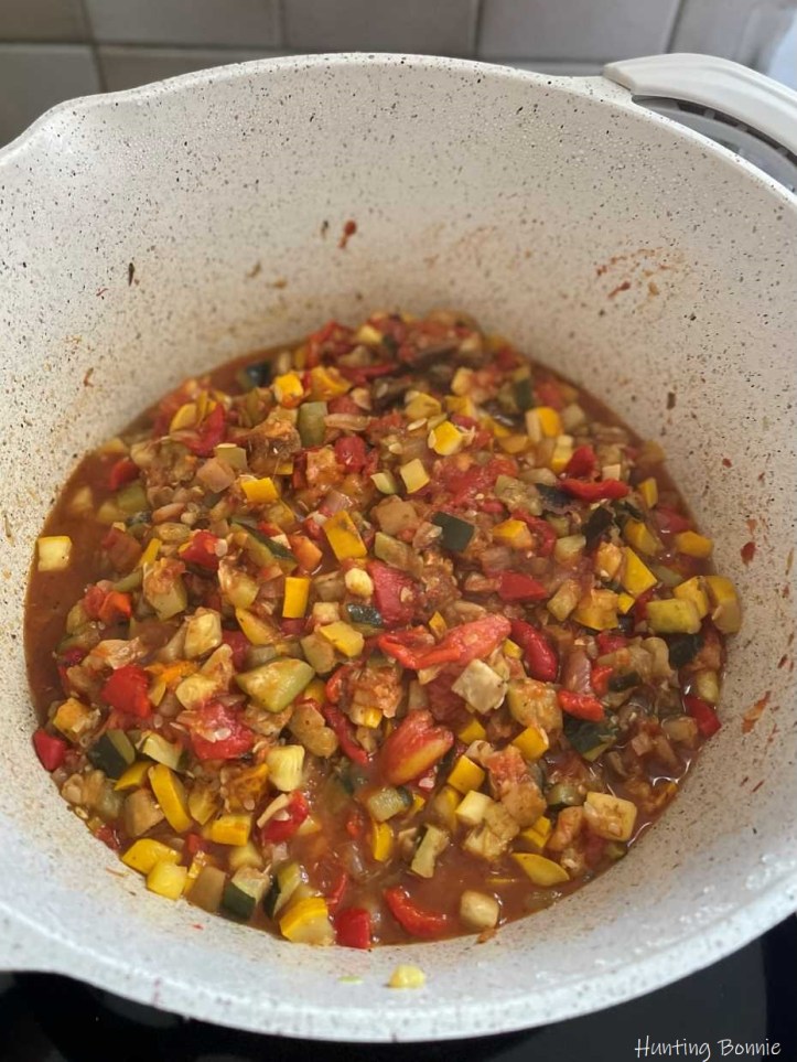 Cuisson de la ratatouille