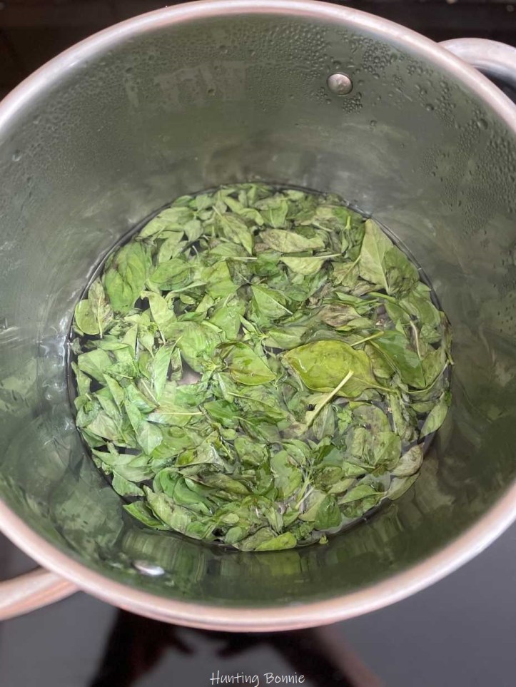 Préparation du sirop de basilic