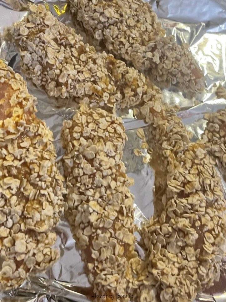 Ingrédients pour la panure des TENDERS de POULET aux flocons d'avoine au four