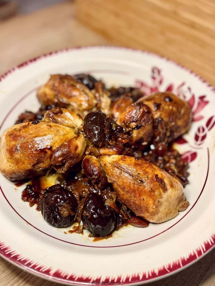 Cailles farcies aux pruneaux et au foie gras