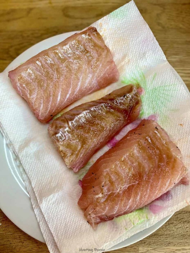 Après rinçages du Gravlax de Cabillaud