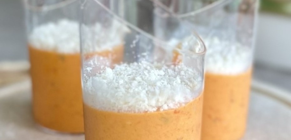 Crème de poivrons rôtis, mascarpone et parmesan