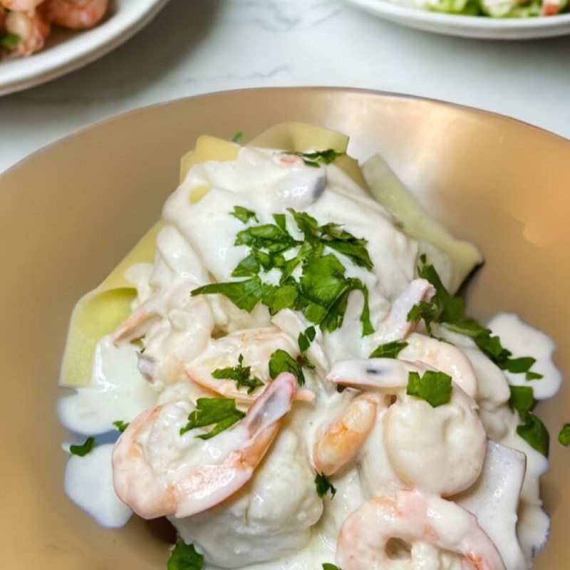 Crevettes et chou-fleur à la crème de coco