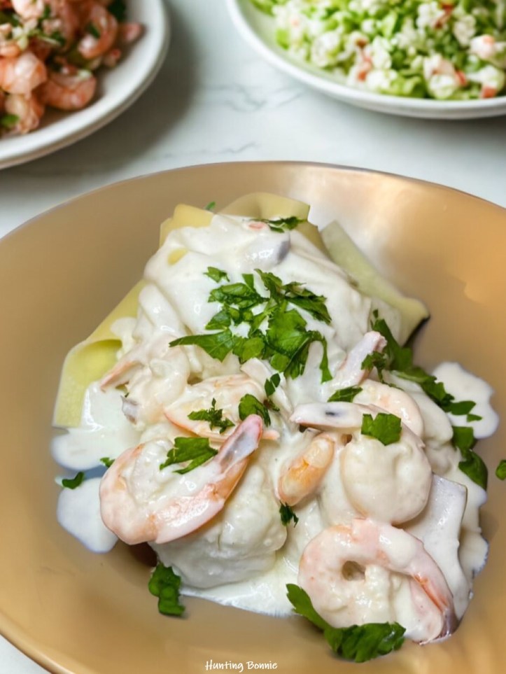 Crevettes et chou-fleur poêlés à la crème de coco