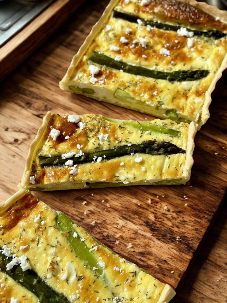Quiche aux asperges, feta et thym